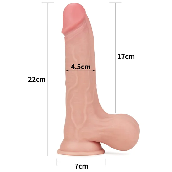 8.5'' Sliding Skin Dual Layer Dong - Whole Testicle