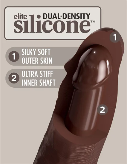 11" Dual Density Silicone Cock  Brown