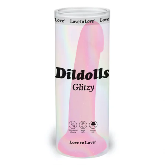 Dildolls Glitzy - tapadótalpas szilikon dildó (pink)