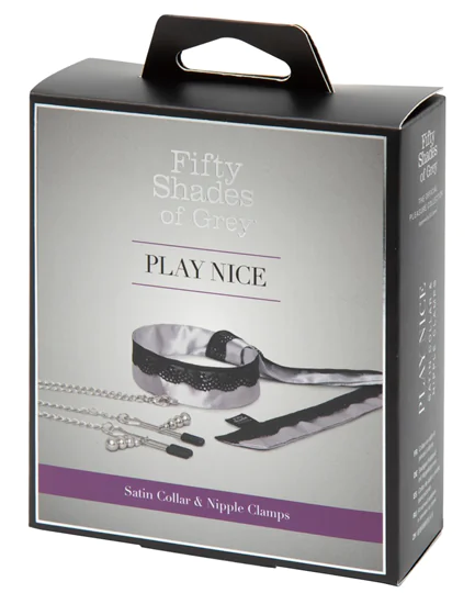 Fifty Shades Play Nice - bimbócsipeszek nyakörvvel (fekete-ezüst)