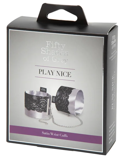 Fifty Shades Play Nice - szatén bilincs (fekete-ezüst)