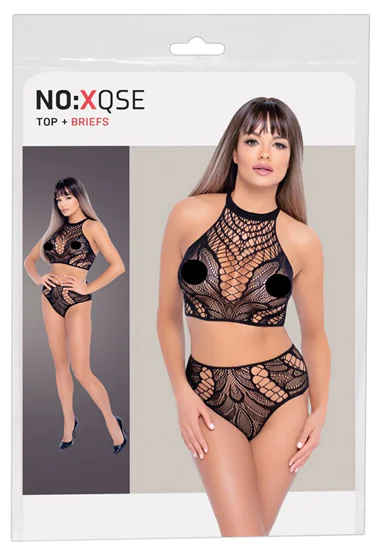 NO:XQSE - két részes necc ruha (fekete)
