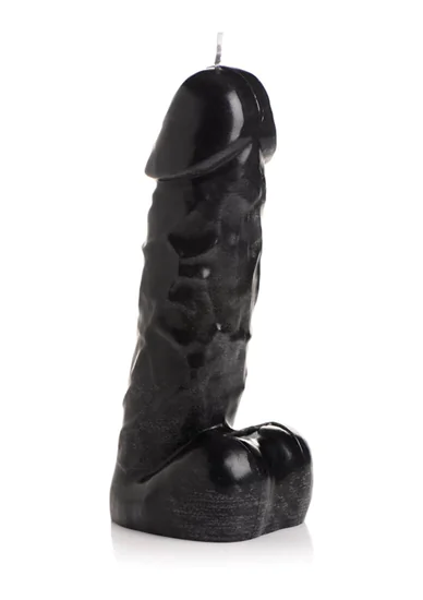 Dark Pecker - gyertya pénisz herékkel - nagy (fekete)