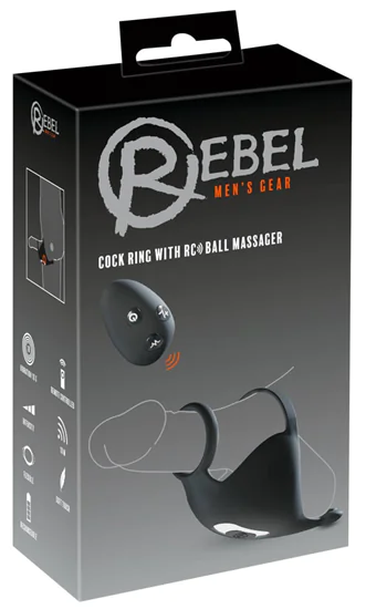 Rebel - akkus, heremasszírozós péniszgyűrű (fekete)