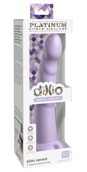 Dillio Slim Seven - tapadótalpas makkos stimuláló dildó (20cm) - lila