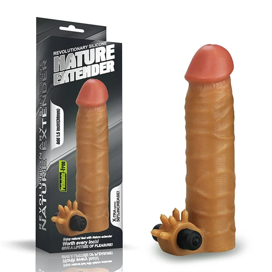 Add 1.5" Vibrating Silicone Extender Brown