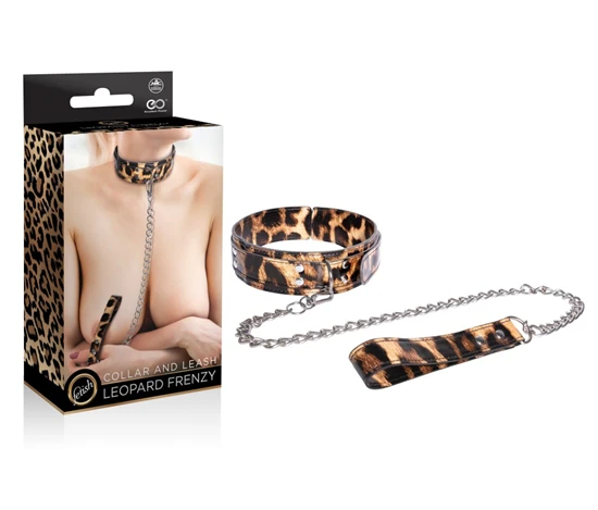 LEOPARD FRENZY COLLAR WITH LEASH