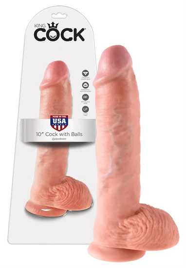 King Cock 10 herés nagy dildó (25 cm) - natúr