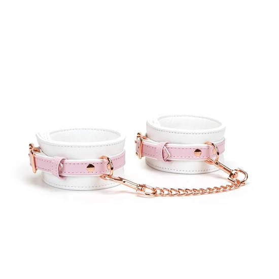 White & Pink Fairy Goat Leather Hand Cuffs