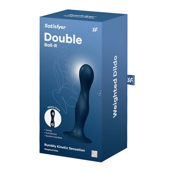 Satisfyer Double Ball-R - tapadótalpas súlyozott dildó (sötét-kék)