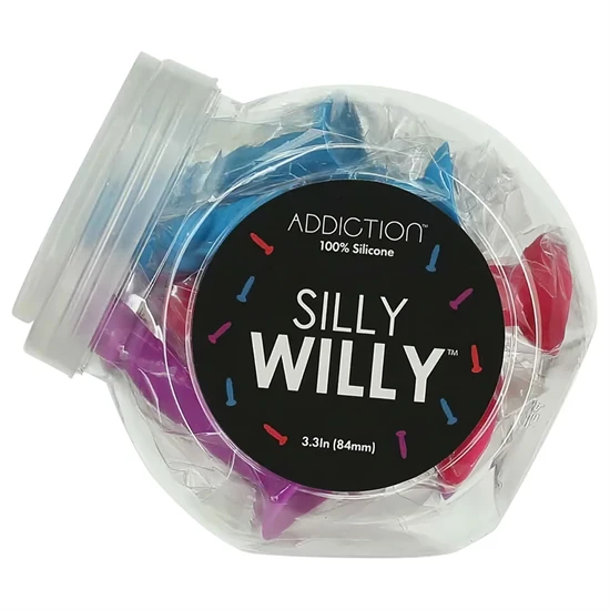 Silly Willy - tapadótalpas szilikon dildó - 12 db (színes)