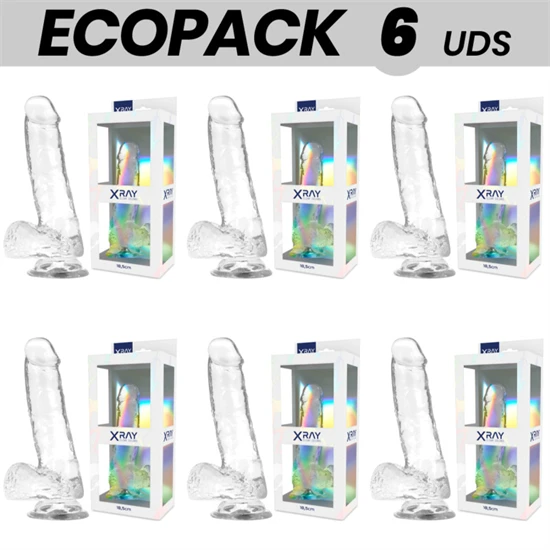 ECOPACK 6 DB - RÖNTGEN ÁTLÁTSZÓ, ÁTLÁTSZÓ, REALISZTIKUS VIBRÁTOR 18,5 CM -O- 3,8 CM