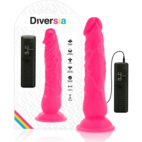 DIVERSIA - RUGALMAS VIBRÁLÓ VIBRÁCIÓS DILDÓ 21 CM - RÓZSASZÍN