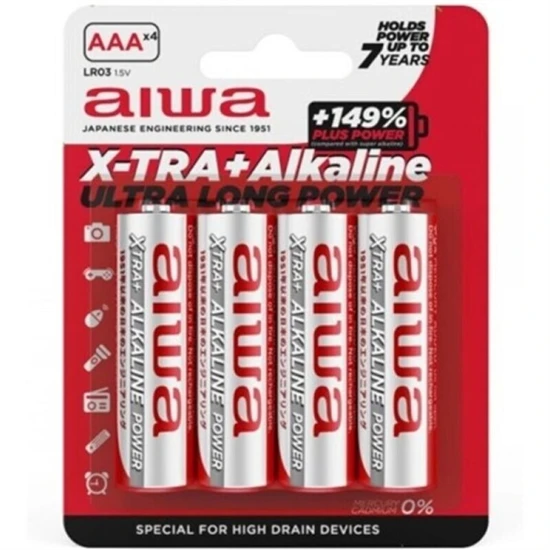 AIWA - X-TRA ALKALINE AAA ALKALINE ELEM LR03 BUBORÉKCSOMAGOLÁS*4