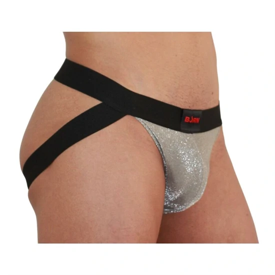 BURN - prémium fényes jockshort bézs/fekete színben