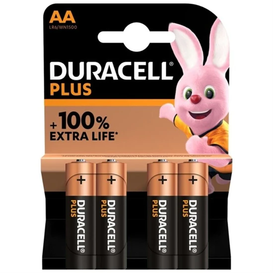 DURACELL - PLUS POWER 100 LÚGOS ELEM AA LR6 4 DARAB