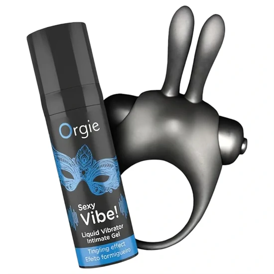 Orgie Bunny - vibrációs péniszgyűrű szett (fekete)