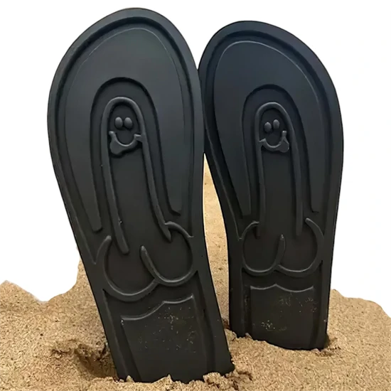 Flip-flop papucs - fütyi talppal - fekete