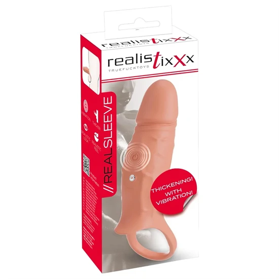Realistixxx - heregyűrűs, vibrációs péniszköpeny (natúr)