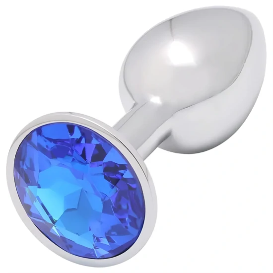 Sunfo - fém anál plug kék kővel (ezüst)