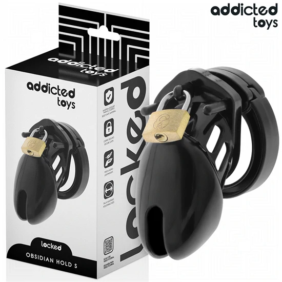 ADDICTED TOYS LOCKED - obsidián pénisz ketrec (S méret)