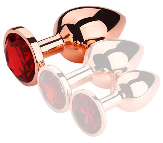 Bijou Rouge – prémium piros arany anális plug L 8,5 x 4 cm