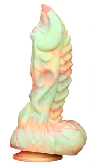 Rutuk Monster – prémium dildó, 17 x 6 cm, rózsaszín-zöld