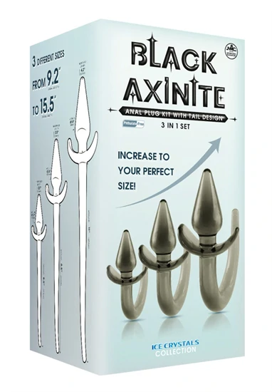 Black Axinite 3 In 1 Anal Plug Kit Set with Tail Design: 9.2