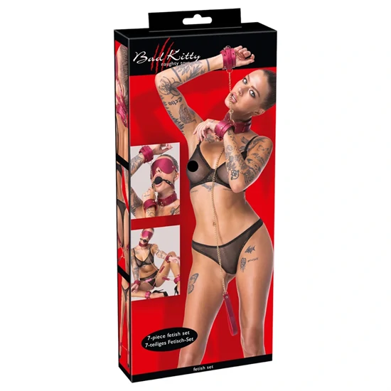 Bad Kitty - bondage szett - 7 részes (piros)