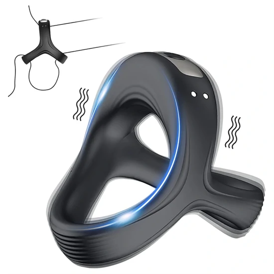 AlvUp - vibrációs pénisz- és heregyűrű (fekete)