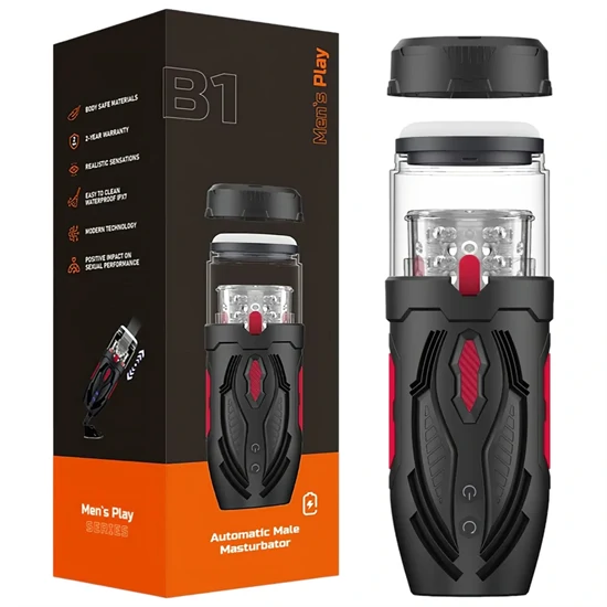 Men's Play - lökő forgó maszturbátor (fekete)