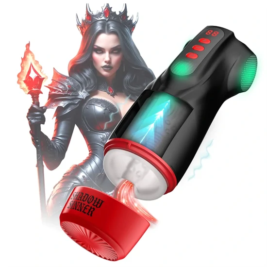 Masturs Raven - szopó-rezgő AR maszturbátor (fekete-piros)