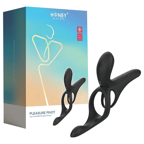 Honey Play Box Pleasure Pivot - okos vibrációs pénisz- és heregyűrű (fekete)