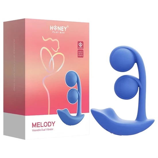 Honey Play Box Melody - okos, gyöngyös 2in1 vibrátor (kék)