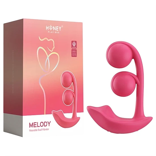 Honey Play Box Melody - okos, gyöngyös 2in1 vibrátor (piros)