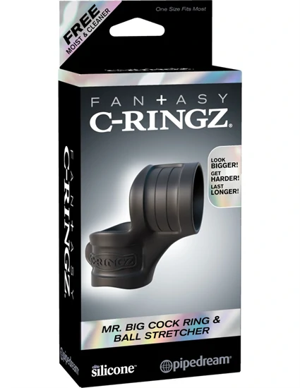 Mr. Big Cock Ring And Ball Stretcher  Black