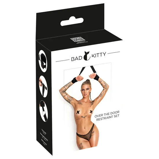 Bad Kitty - ajtóra akasztható csuklórögzítő szett (fekete)