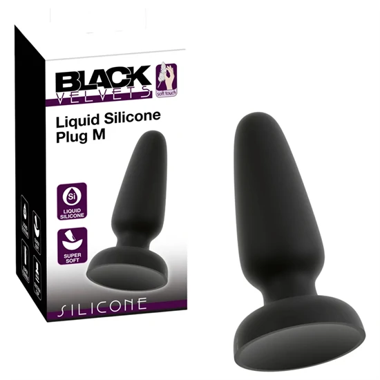 Black Velvets - tapadókorongos szilikon anál plug (fekete) - M