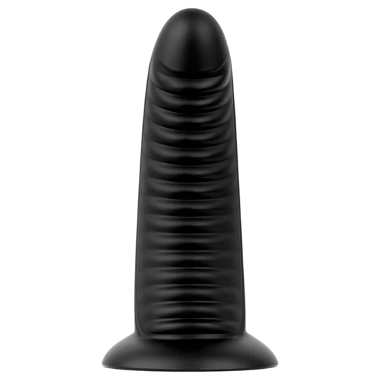 BUTTR Double Ribbed - óriás bordázott anál plug (fekete) - 26 cm
