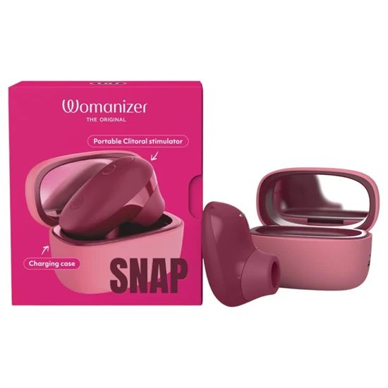 Womanizer Snap - léghullámos csiklóizgató töltőtokkal (piros)