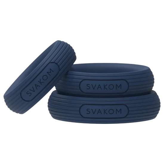 Svakom Triooo - puha szilikon péniszgyűrű szett (kék) - 3 db