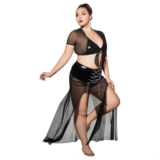 JSY 065 - fekete babydoll szett (XL-2XL)