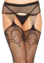 Net garterbelt stockings black O/S