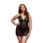 BACI Plus Size - nyakpántos, csipke babydoll (fekete)