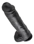 King Cock 11 - nagy tapadótalpas, herés dildó (28cm) - feket