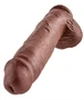 King Cock 11 - nagy tapadótalpas, herés dildó (28cm) - barna