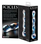 Icicles No. 08 - hullámos, kétvégű, üveg dildó (áttetsző-kék