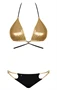 Obsessive Goldivia - fényes, nyakpántos bikini (arany-fekete)