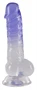 Crystal Clear - talpas herés dildó - 19,5 cm (áttetsző-lila)
