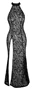 Noir - tigriscsíkos, sliccelt, hosszú ruha (fekete)